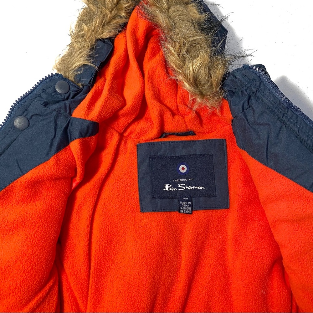 Ben Sherman Bomber Jacket 24M Fleece Hood - Picture 7 of 8